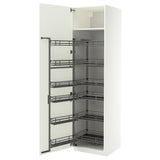 METOD high cabinet with pull-out larder, white/Aspudden matt white, 60x60x220 cm