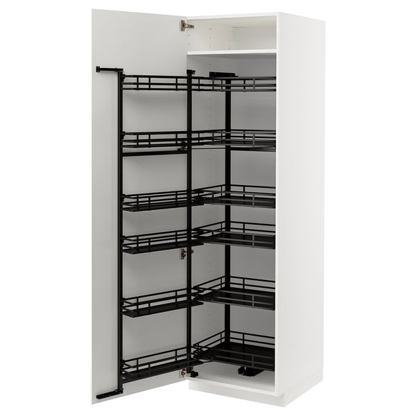 METOD high cabinet with pull-out larder, white/Ringhult white, 60x60x200 cm