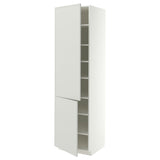 METOD high cabinet with shelves/2 doors, white/Aspudden light grey, 60x60x220 cm