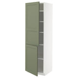 METOD high cabinet with shelves/2 doors, white/Axstad grey-green, 60x60x200 cm