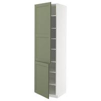 METOD high cabinet with shelves/2 doors, white/Axstad grey-green, 60x60x220 cm