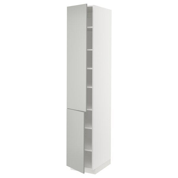 Ikea METOD - High cabinet with shelves/2 doors, white/Havstorp light grey, 40x60x220 cm