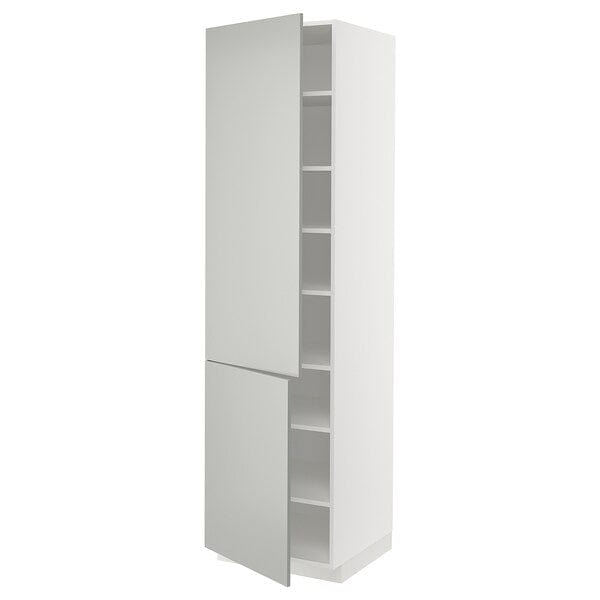 Ikea METOD - High cabinet with shelves/2 doors, white/Havstorp light grey, 60x60x220 cm