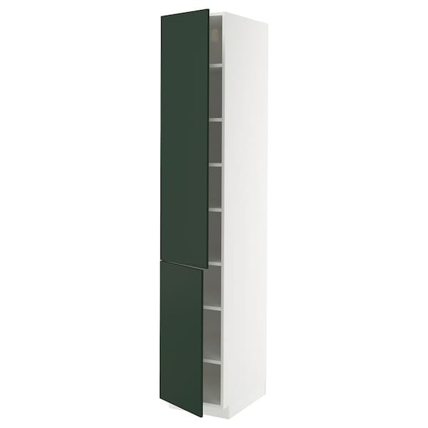 Ikea METOD - High cabinet with shelves/2 doors, white/Havstorp deep green, 40x60x220 cm
