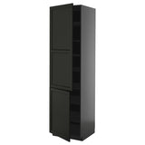 METOD high cabinet with shelves/2 doors, black-grey/Lerhyttan black stained, 60x60x220 cm