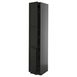 METOD high cabinet with shelves/2 doors, black-grey/Lerhyttan black stained, 40x60x220 cm