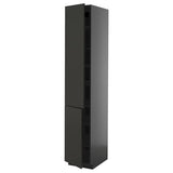 METOD high cabinet with shelves/2 doors, black-grey/Nickebo matt anthracite, 40x60x220 cm