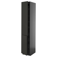 METOD high cabinet with shelves/2 doors, black-grey/Nickebo matt anthracite, 40x60x220 cm
