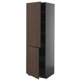 METOD high cabinet with shelves/2 doors, black-grey/Sinarp brown, 60x60x200 cm