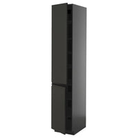 METOD high cabinet with shelves/2 doors, black-grey/Upplöv matt anthracite, 40x60x220 cm