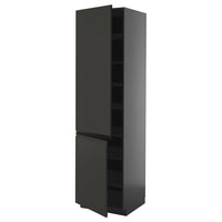 METOD high cabinet with shelves/2 doors, black-grey/Upplöv matt anthracite, 60x60x220 cm