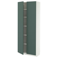 METOD high cabinet with shelves, white/Aspudden dark grey-green, 80x37x200 cm