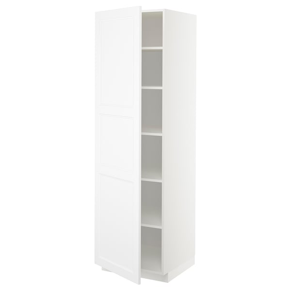 METOD high cabinet with shelves, white/Axstad matt white, 60x60x200 cm