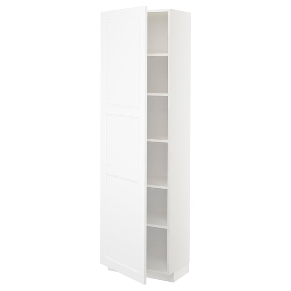 METOD high cabinet with shelves, white/Axstad matt white, 60x37x200 cm