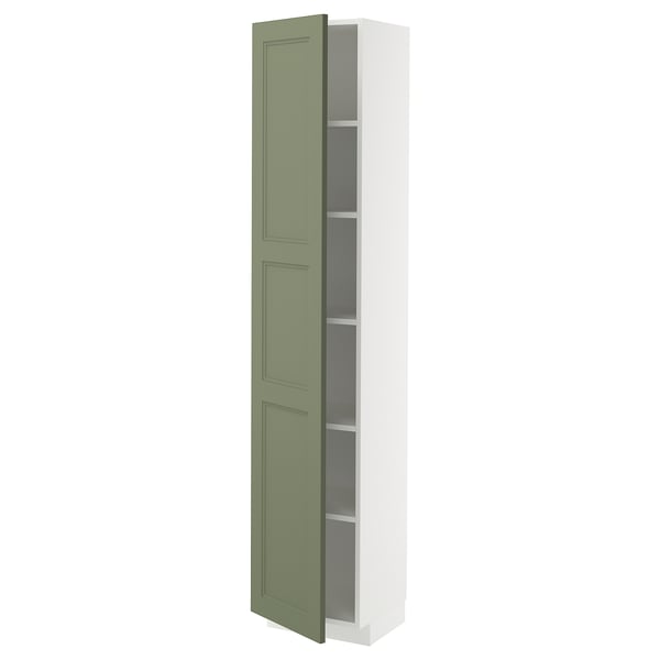 METOD high cabinet with shelves, white/Axstad grey-green, 40x37x200 cm
