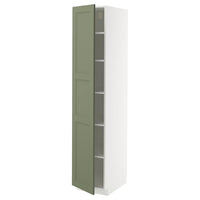 METOD high cabinet with shelves, white/Axstad grey-green, 40x60x200 cm