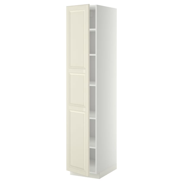 METOD high cabinet with shelves, white/Bodbyn off-white, 40x60x200 cm