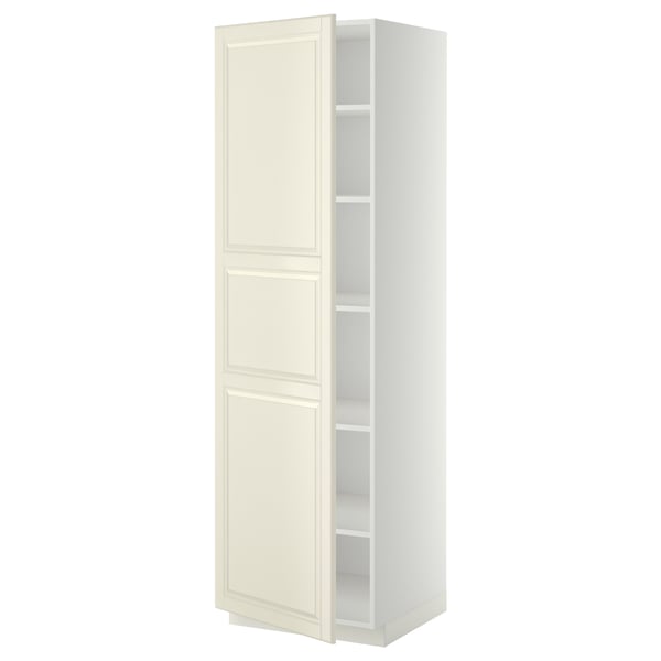 METOD high cabinet with shelves, white/Bodbyn off-white, 60x60x200 cm