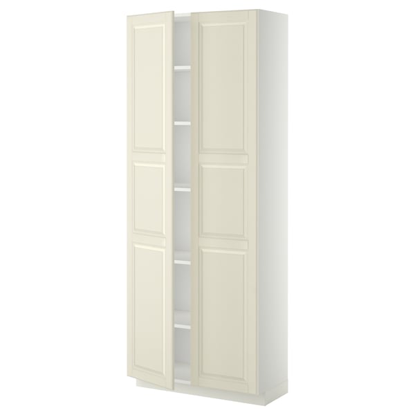 METOD high cabinet with shelves, white/Bodbyn off-white, 80x37x200 cm