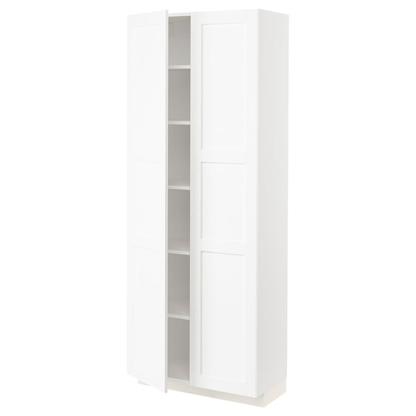 METOD high cabinet with shelves, white Enköping/white wood effect, 80x37x200 cm