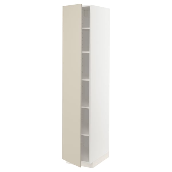 METOD high cabinet with shelves, white/Havstorp beige, 40x60x200 cm