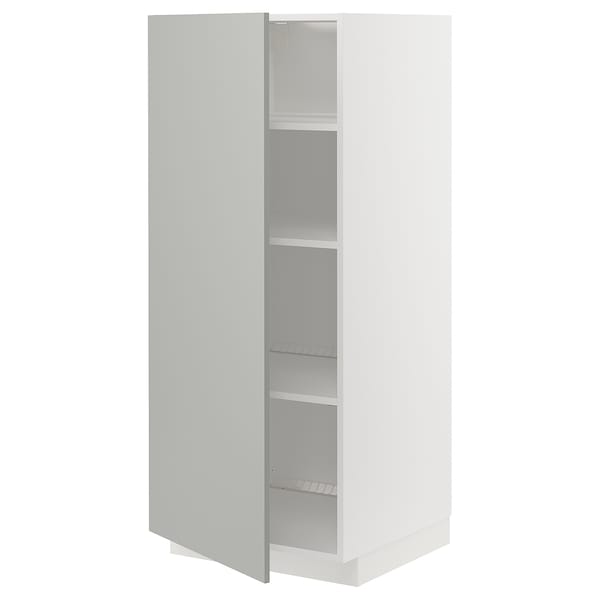 METOD - High cabinet with shelves, white/Havstorp light grey, 60x60x140 cm