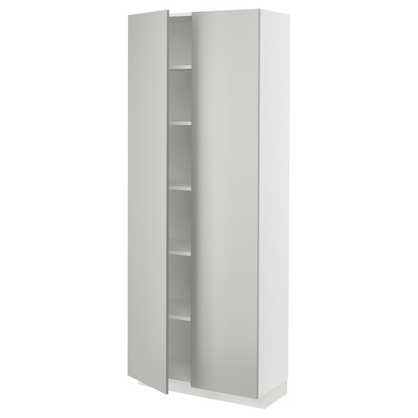 METOD high cabinet with shelves, white/Havstorp light grey, 80x37x200 cm