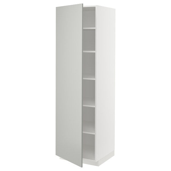 METOD - High cabinet with shelves, white/Havstorp light grey, 60x60x200 cm