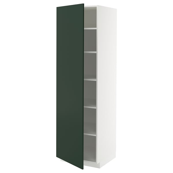 METOD high cabinet with shelves, white/Havstorp deep green, 60x60x200 cm