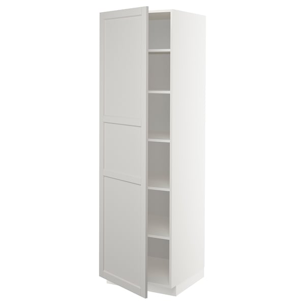 METOD high cabinet with shelves, white/Lerhyttan light grey, 60x60x200 cm