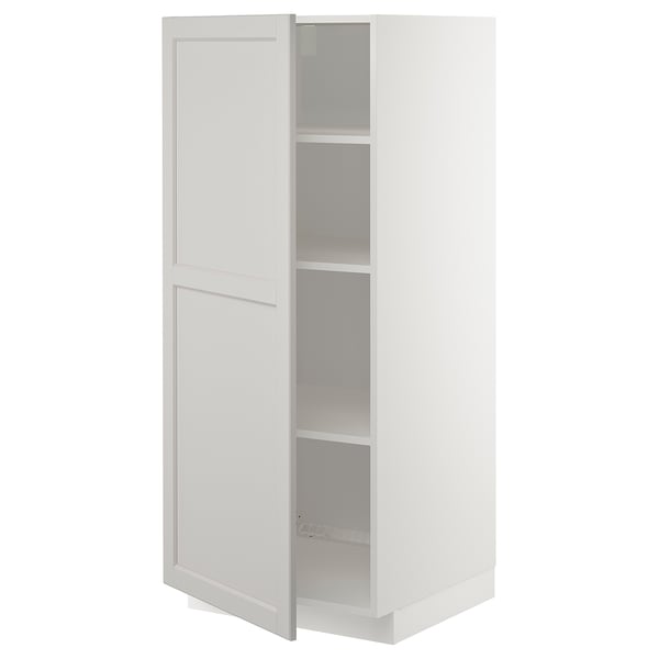 METOD high cabinet with shelves, white/Lerhyttan light grey, 60x60x140 cm
