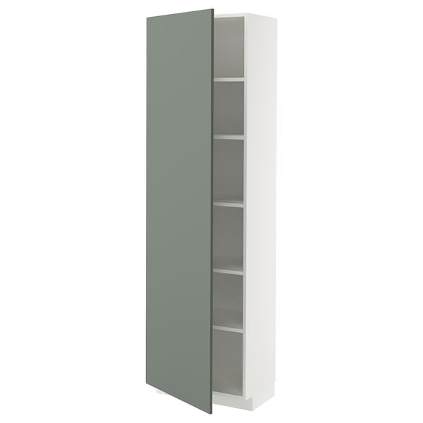 Ikea METOD - High cabinet with shelves, white/Nickebo matt grey-green, 60x37x200 cm
