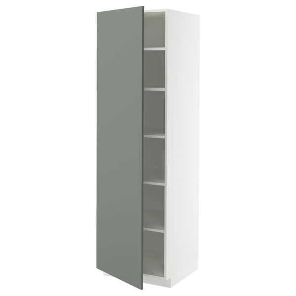 Ikea METOD - High cabinet with shelves, white/Nickebo matt grey-green, 60x60x200 cm