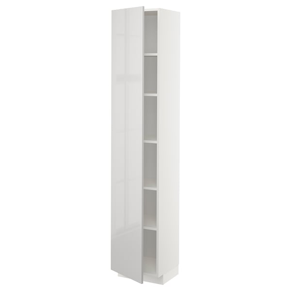 METOD high cabinet with shelves, white/Ringhult light grey, 40x37x200 cm