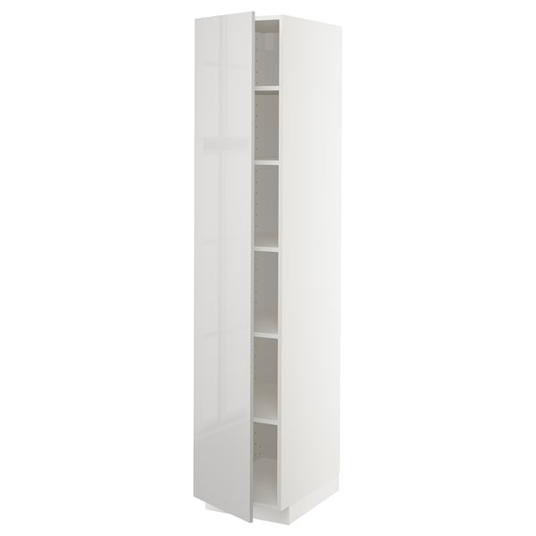 METOD high cabinet with shelves, white/Ringhult light grey, 40x60x200 cm