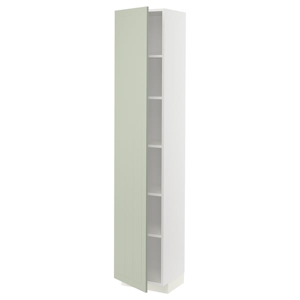 METOD high cabinet with shelves, white/Stensund light green, 40x37x200 cm
