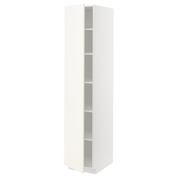 METOD high cabinet with shelves, white/Vallstena white, 40x60x200 cm