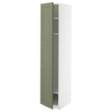 METOD high cabinet w shelves/wire basket, white/Axstad grey-green, 40x60x200 cm