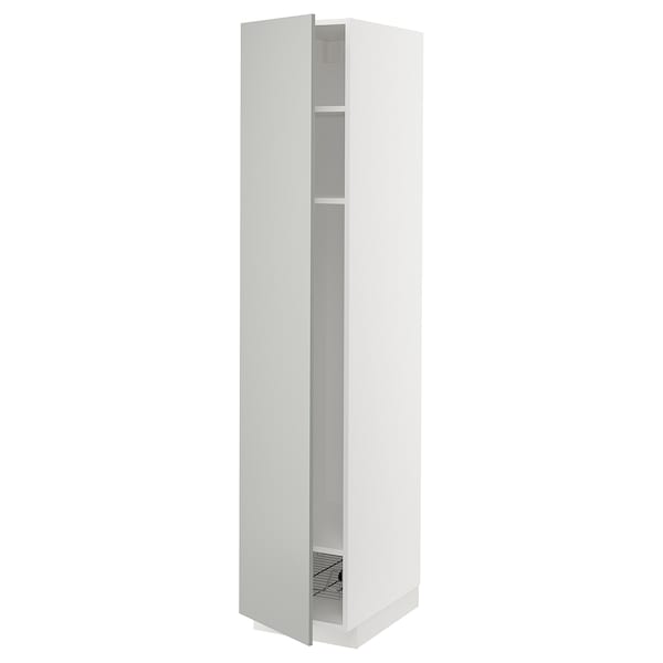 Ikea METOD - High cabinet w shelves/wire basket, white/Havstorp light grey, 40x60x200 cm