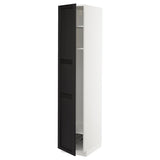 METOD high cabinet w shelves/wire basket, white/Lerhyttan black stained, 40x60x200 cm