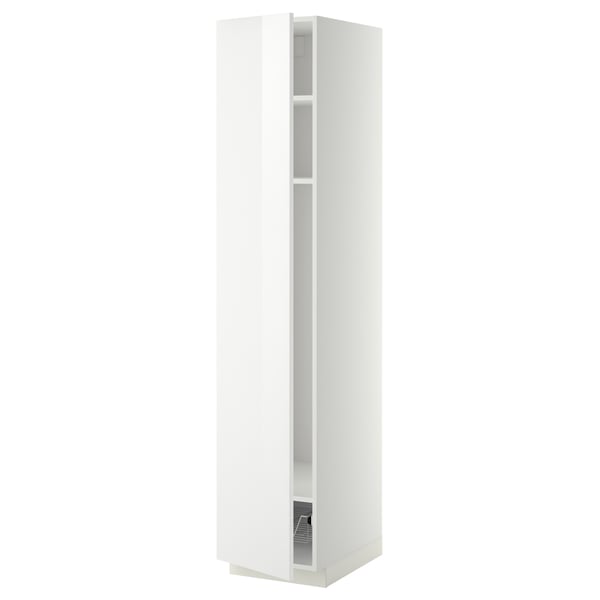 METOD high cabinet w shelves/wire basket, white/Ringhult white, 40x60x200 cm