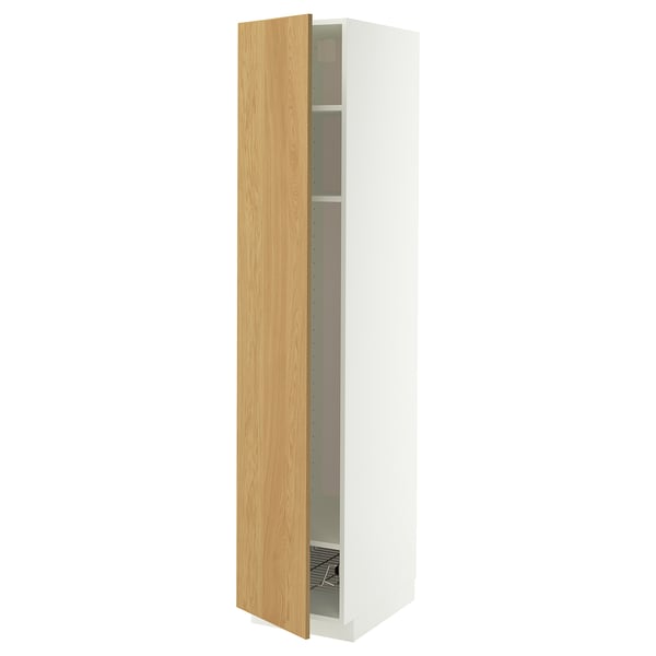 METOD high cabinet w shelves/wire basket, 40x60x200 cm