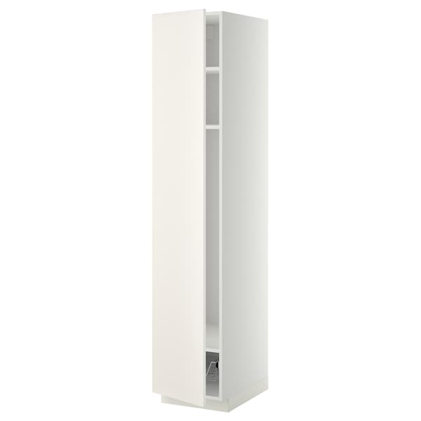 Ikea METOD - High cabinet w shelves/wire basket, white/Veddinge white, 40x60x200 cm