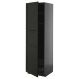 METOD high cabinet w shelves/wire basket, black-grey/Lerhyttan black stained, 60x60x200 cm