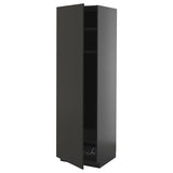 METOD high cabinet w shelves/wire basket, black-grey/Nickebo matt anthracite, 60x60x200 cm