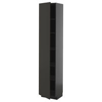 METOD high cabinet with shelves, black-grey/Nickebo matt anthracite, 40x37x200 cm