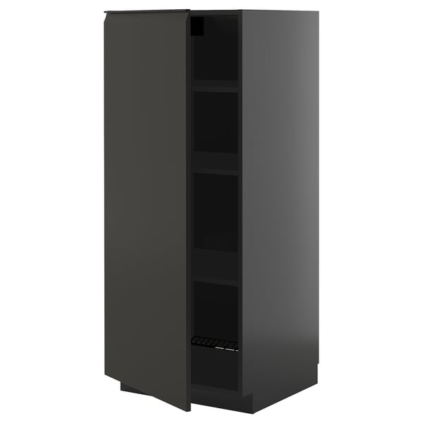 METOD high cabinet with shelves, black-grey/Upplöv matt anthracite, 60x60x140 cm