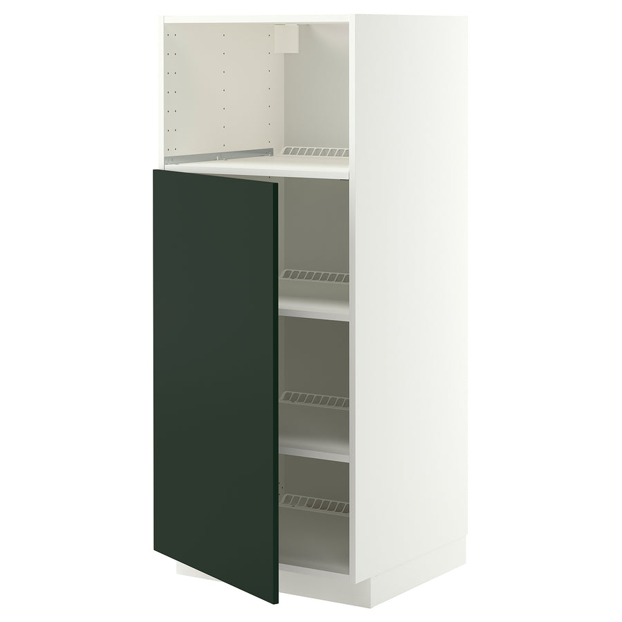METOD high cabinet f built-in appliances, white/Havstorp deep green, 60x60x140 cm