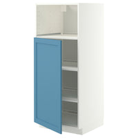 METOD high cabinet f built-in appliances, white/Lerhyttan blue, 60x60x140 cm