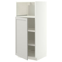 METOD high cabinet f built-in appliances, white/Lerhyttan light grey, 60x60x140 cm